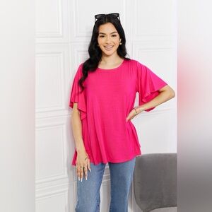 Yelete Full Size More Than Words Flutter Sleeve Top